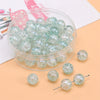 Glass Glaze Round Beads Handmade Diy Bracelet Necklace Accessories With Floral Vignetting Blue Powder