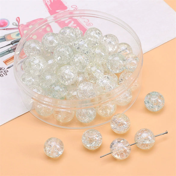 Glass Glaze Round Beads Handmade Diy Bracelet Necklace Accessories With Floral Vignetting Blue Powder