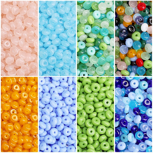 Glass Glaze Wheel Beads For Diy Handmade Bracelet Necklace Mobile Phone Chain Accessories Geometric Style
