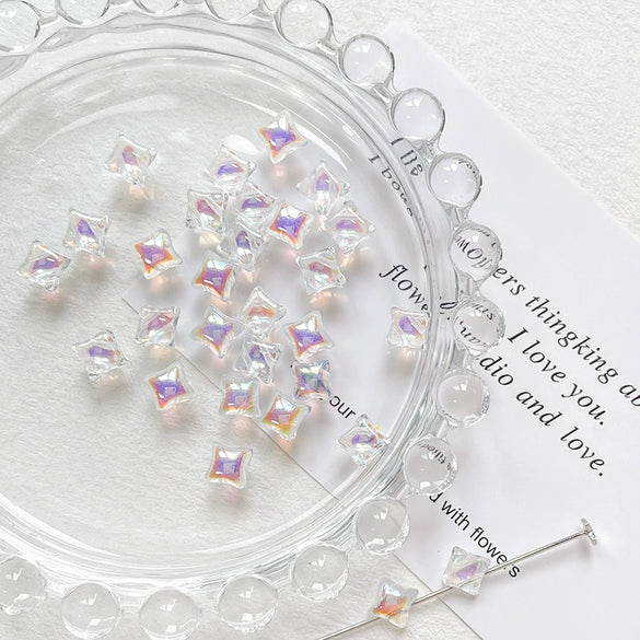Glass Glazed Beads Jewelry Bracelet Necklace Mobile Phone Chain Accessories With Pearlescent Treatment And Lines Pattern