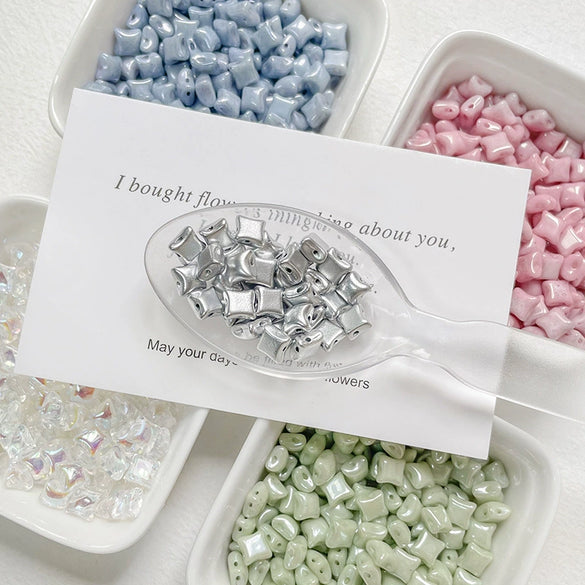 Glass Glazed Beads Jewelry Bracelet Necklace Mobile Phone Chain Accessories With Pearlescent Treatment And Lines Pattern