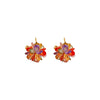 Glass Glazed Flower Geometric Stud Earrings For Women Electroplated