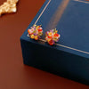 Glass Glazed Flower Geometric Stud Earrings For Women Electroplated