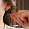 Glass Glazed Flower Geometric Stud Earrings For Women Electroplated