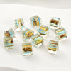 Glass Glazed Lampwork Square Colorful Contrast Striped Straight Hole Beads Uv Plated Diy Handmade Jewelry Material