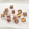 Glass Glazed Lampwork Square Colorful Contrast Striped Straight Hole Beads Uv Plated Diy Handmade Jewelry Material