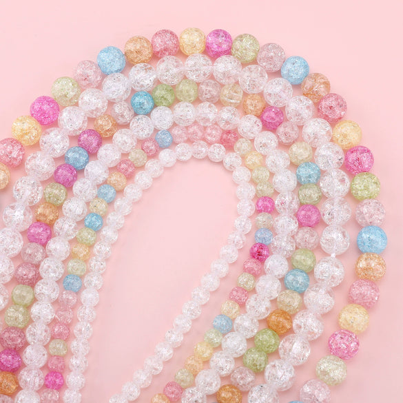 Glass Glazed Loose Beads With Broken Flowers Pattern For Diy Jewelry Accessories Lovely Geometric Style