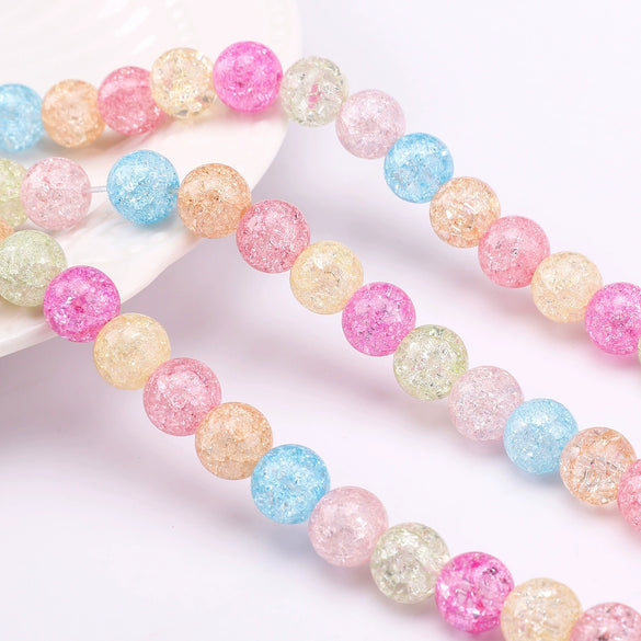 Glass Glazed Loose Beads With Broken Flowers Pattern For Diy Jewelry Accessories Lovely Geometric Style