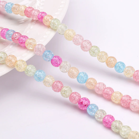 Glass Glazed Loose Beads With Broken Flowers Pattern For Diy Jewelry Accessories Lovely Geometric Style
