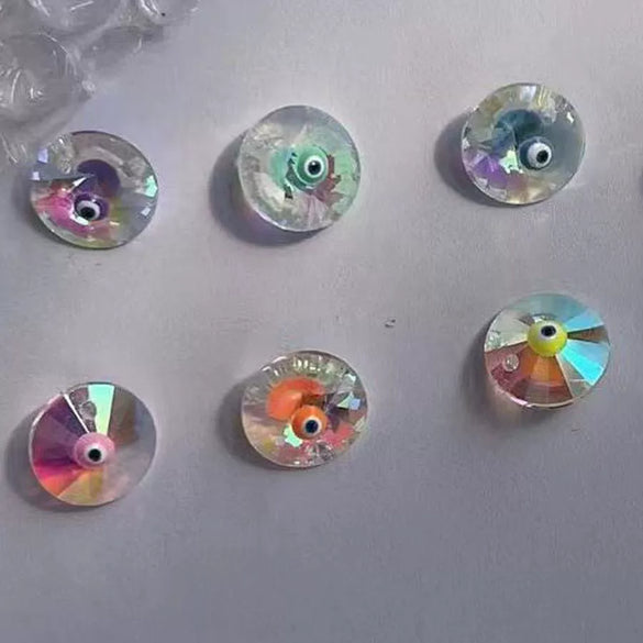 Glass Glazed Oil Drop Eye Faceted Round Pendant Jewelry Making Accessories For Necklace And Bracelet