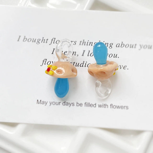 Glass Glazed Wave Point Mushroom Beaded Pendant Handmade Jewelry Accessories With Pearlescent Treatment And Line Pattern