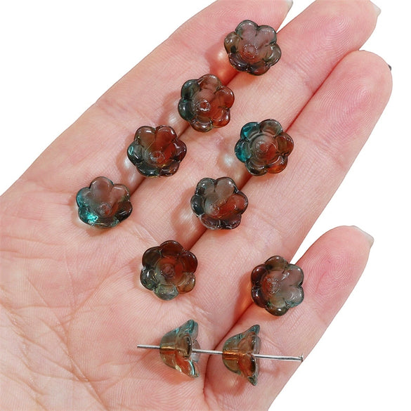 Glass Imitation Jade Natural Style Gradient Color Lily Orchid Beads Gradient Torus Handmade Diy Necklace Bracelet Accessories
