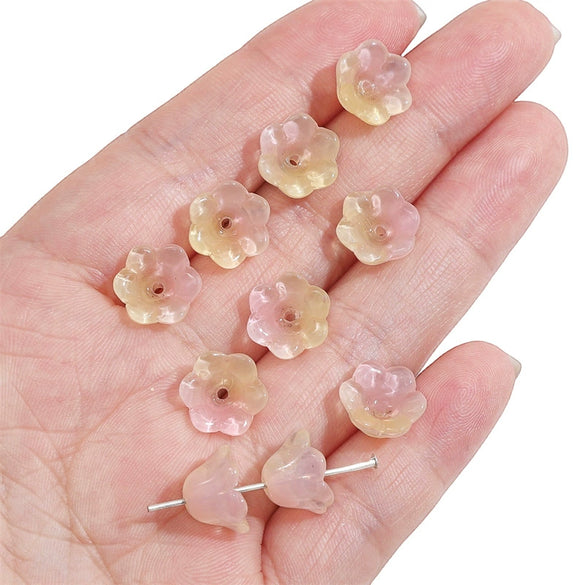 Glass Imitation Jade Natural Style Gradient Color Lily Orchid Beads Gradient Torus Handmade Diy Necklace Bracelet Accessories
