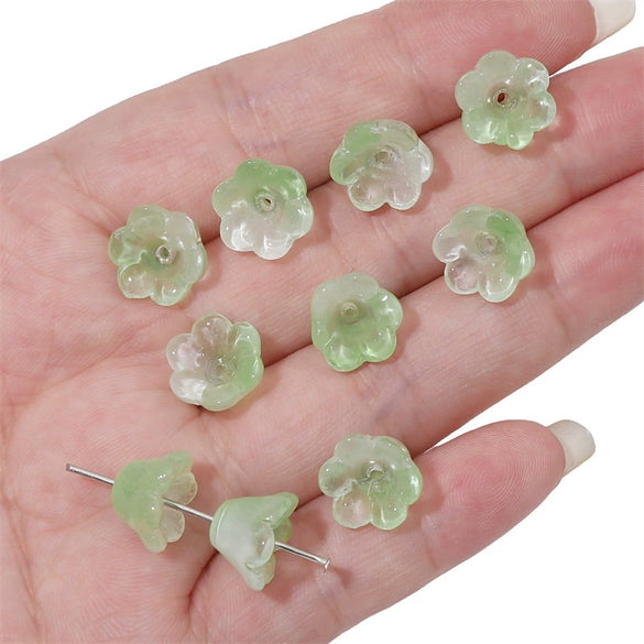 Glass Imitation Jade Natural Style Gradient Color Lily Orchid Beads Gradient Torus Handmade Diy Necklace Bracelet Accessories