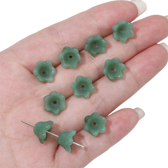 Glass Imitation Jade Natural Style Gradient Color Lily Orchid Beads Gradient Torus Handmade Diy Necklace Bracelet Accessories