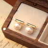 Glass Pearl 925 Silver Geometric Earrings For Women With Electroplating Simple Light Luxury Minimalist Design