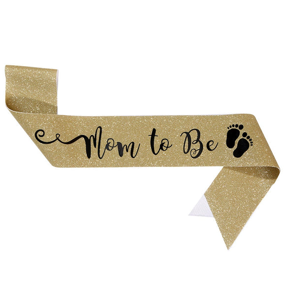Glitter Cloth Gender Reveal Shoulder Strap Belt With Footprints Of Expectant Mothers And Hot Stamping Craft