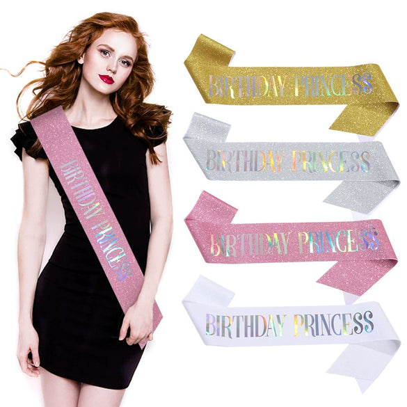 Glitter Cloth Shoulder Strap Etiquette Belt With Bronzing For Princess