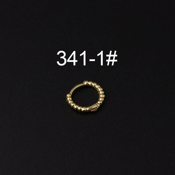 Gloss Bead Ear Buckle Microinlaid Zircon Love Plum Blossom Square Irregular Pierced Earrings Metal Electroplated