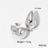 Glossy Dropshaped Stainless Steel Hollow Thread Earrings With Striped Design And Vacuum Furnace Electroplating
