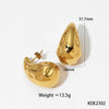 Glossy Dropshaped Stainless Steel Hollow Thread Earrings With Striped Design And Vacuum Furnace Electroplating