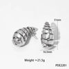 Glossy Dropshaped Stainless Steel Hollow Thread Earrings With Striped Design And Vacuum Furnace Electroplating
