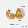 Glossy Dropshaped Stainless Steel Hollow Thread Earrings With Striped Design And Vacuum Furnace Electroplating