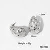 Glossy Dropshaped Stainless Steel Hollow Thread Earrings With Striped Design And Vacuum Furnace Electroplating