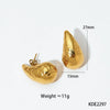 Glossy Dropshaped Stainless Steel Hollow Thread Earrings With Striped Design And Vacuum Furnace Electroplating