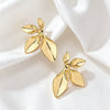 Glossy Electroplated Flower And Leaf Stud Earrings For Women Alloy Earrings With Stainless Steel Posts And Elegant Versatile Design