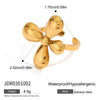 Glossy Fourpetal Flower Titanium Steel Ring With Geometric Pattern Electroplated
