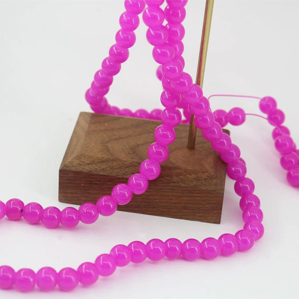 Glossy Round Glass Beads With Glazed Imitation Jade Finish Painted Craft Beads For Diy Bracelet Making