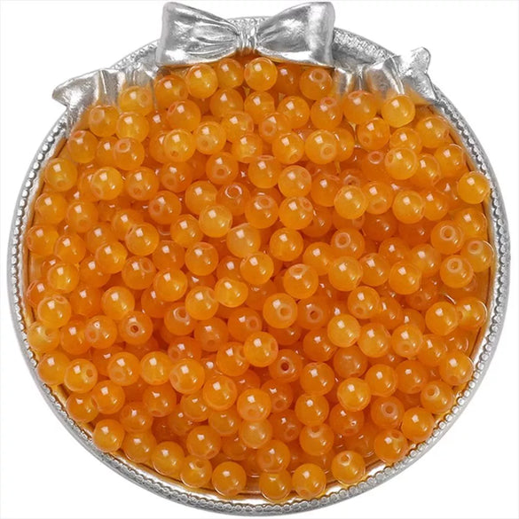 Glossy Round Glass Beads With Glazed Imitation Jade Finish Painted Craft Beads For Diy Bracelet Making