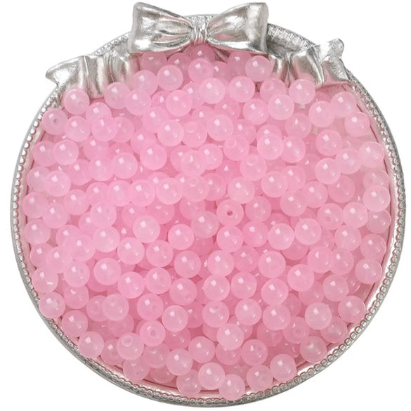 Glossy Round Glass Beads With Glazed Imitation Jade Finish Painted Craft Beads For Diy Bracelet Making