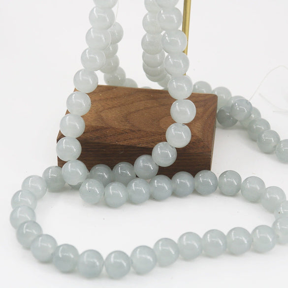 Glossy Round Glass Beads With Glazed Imitation Jade Finish Painted Craft Beads For Diy Bracelet Making