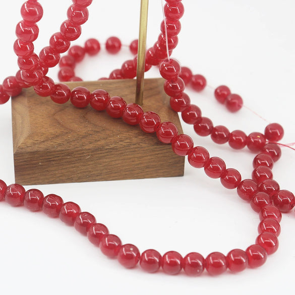 Glossy Round Glass Beads With Glazed Imitation Jade Finish Painted Craft Beads For Diy Bracelet Making