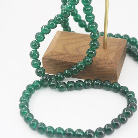 Glossy Round Glass Beads With Glazed Imitation Jade Finish Painted Craft Beads For Diy Bracelet Making