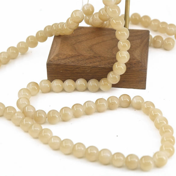 Glossy Round Glass Beads With Glazed Imitation Jade Finish Painted Craft Beads For Diy Bracelet Making