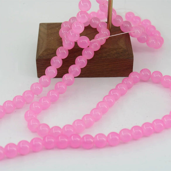 Glossy Round Glass Beads With Glazed Imitation Jade Finish Painted Craft Beads For Diy Bracelet Making