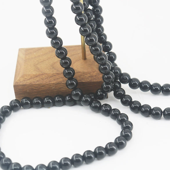 Glossy Round Glass Beads With Glazed Imitation Jade Finish Painted Craft Beads For Diy Bracelet Making
