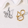 Glossy Specialshaped Line Design Stainless Steel Open Finger Ring With Geometric Pattern And Electroplating For Women