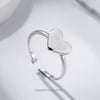 Glossy Sterling Silver Heart Shaped Open Ring With Electroplated Finish For Women Fashion Jewelry