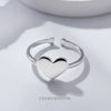 Glossy Sterling Silver Heart Shaped Open Ring With Electroplated Finish For Women Fashion Jewelry