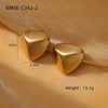 Glossy Threedimensional Triangular Titanium Steel And Stainless Steel Earrings With Frosted Brushed Texture And Electroplating