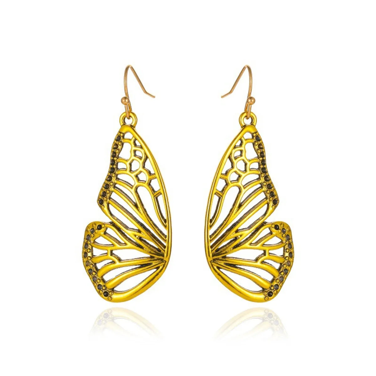 Gold Butterfly Pendant Earrings