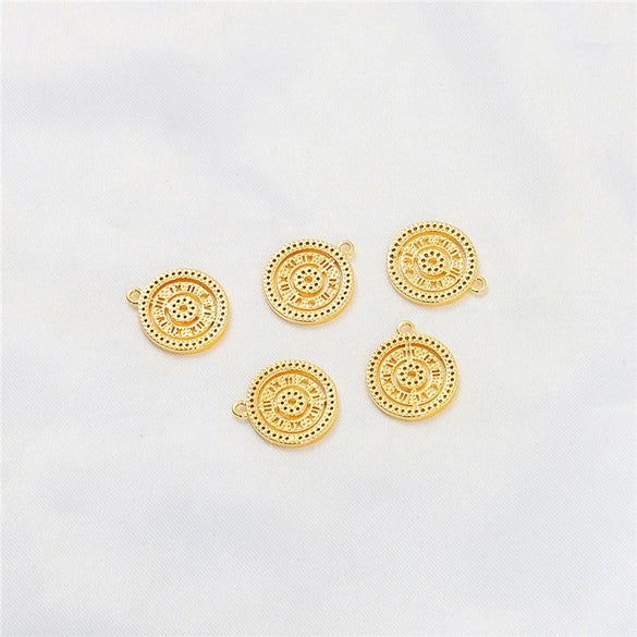 Gold Color Inlaid Zircon Heart And Feather Metal Pendant For Diy Bracelet Jewelry Accessory Electroplated
