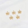 Gold Color Inlaid Zircon Heart And Feather Metal Pendant For Diy Bracelet Jewelry Accessory Electroplated