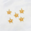 Gold Color Inlaid Zircon Heart And Feather Metal Pendant For Diy Bracelet Jewelry Accessory Electroplated