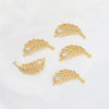 Gold Color Inlaid Zircon Heart And Feather Metal Pendant For Diy Bracelet Jewelry Accessory Electroplated