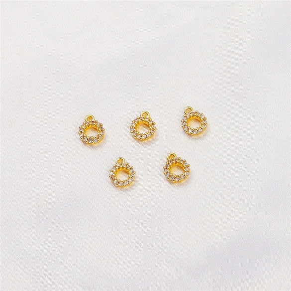 Gold Color Inlaid Zircon Heart And Feather Metal Pendant For Diy Bracelet Jewelry Accessory Electroplated